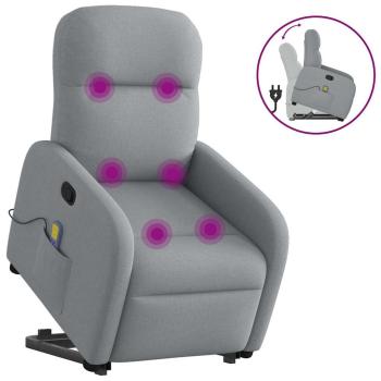 ARDEBO.de - Massagesessel mit Aufstehhilfe Hellgrau Stoff