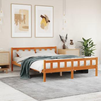 ARDEBO.de - Massivholzbett ohne Matratze Wachsbraun 150x200 cm Kiefernholz