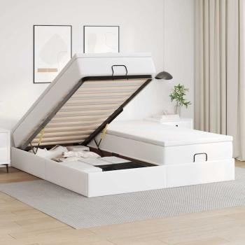 ARDEBO.de - Ottoman-Bett mit Matratzen Weiß 200x200 cm Kunstleder