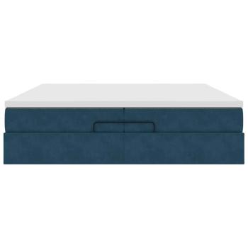 Ottoman-Bett mit Matratzen Dunkelblau 200x200 cm Samt