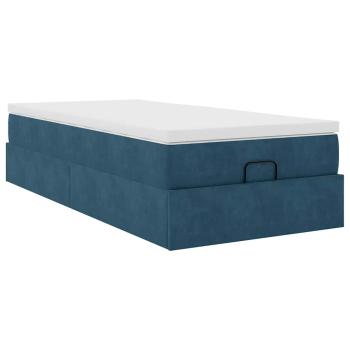 Ottoman-Bett mit Matratze Dunkelblau 90x190 cm Samt