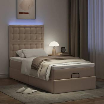 Ottoman-Bett mit Matratze & LEDs 90x190 cm Kunstleder