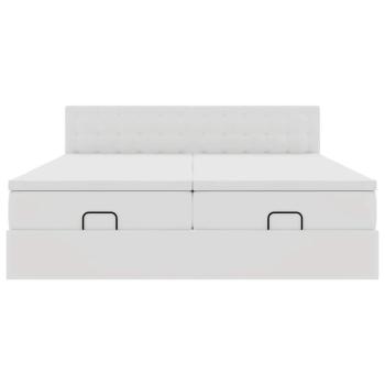 Ottoman-Bett mit Matratzen Weiß 200x200 cm Kunstleder
