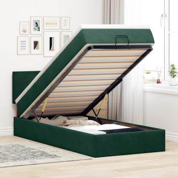 ARDEBO.de - Ottoman-Bett mit Matratze Dunkelgrün 90x190 cm Samt