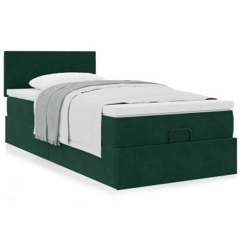 Ottoman-Bett mit Matratze Dunkelgrün 90x190 cm Samt