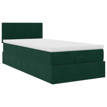 Ottoman-Bett mit Matratze Dunkelgrün 90x190 cm Samt
