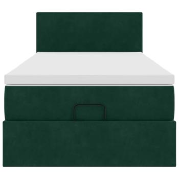 Ottoman-Bett mit Matratze Dunkelgrün 80x200 cm Samt