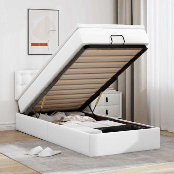 ARDEBO.de - Ottoman-Bett mit Matratzen & LEDs Reinweiß 90x190 cm Kunstleder