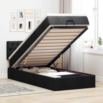 ARDEBO.de - Ottoman-Bett mit Matratze & LEDs Schwarz 90x190 cm Stoff