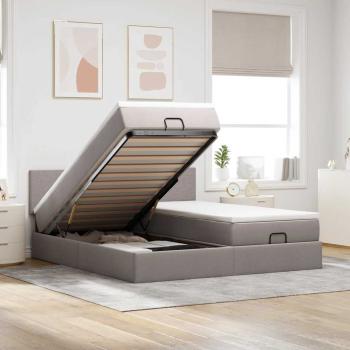 ARDEBO.de - Ottoman-Bett mit Matratzen & LEDs Taupe 180x200 cm Stoff