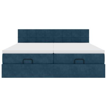 Ottoman-Bett mit Matratzen & LEDs Dunkelblau 160x200 cm Samt