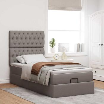 Ottoman-Bett mit Matratze Taupe 80x200 cm Stoff