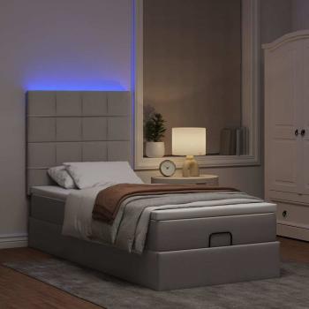 Ottoman-Bett mit Matratze & LEDs Taupe 80x200 cm Stoff
