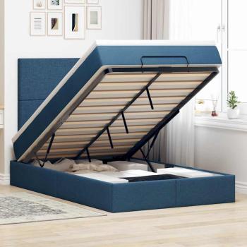 ARDEBO.de - Ottoman-Bett mit Matratze & LEDs Blau 120x190 cm Stoff
