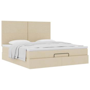 Ottoman-Bett mit Matratze Creme 180x200 cm Stoff