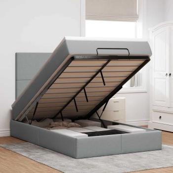 ARDEBO.de - Ottoman-Bett mit Matratze Hellgrau 120x190 cm Stoff