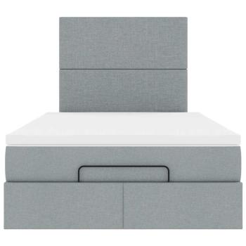 Ottoman-Bett mit Matratze Hellgrau 120x190 cm Stoff