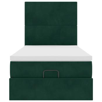 Ottoman-Bett mit Matratzen Dunkelgrün 90x190 cm Samt