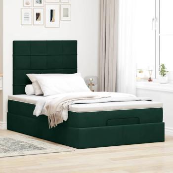 Ottoman-Bett mit Matratzen Dunkelgrün 120x190 cm Samt