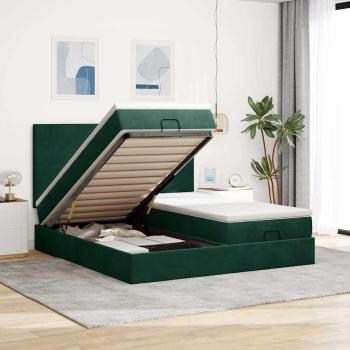 ARDEBO.de - Ottoman-Bett mit Matratzen Dunkelgrün 160x200 cm Samt