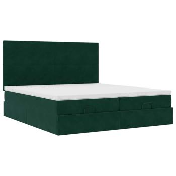 Ottoman-Bett mit Matratzen Dunkelgrün 160x200 cm Samt