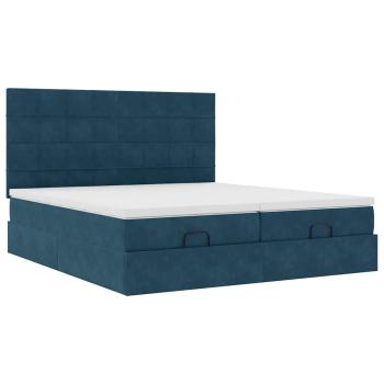 Ottoman-Bett mit Matratzen Dunkelblau 160x200 cm Samt