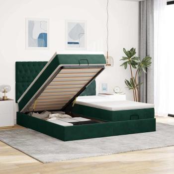 ARDEBO.de - Ottoman-Bett mit Matratzen Dunkelgrün 160x200 cm Samt