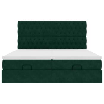 Ottoman-Bett mit Matratzen Dunkelgrün 160x200 cm Samt