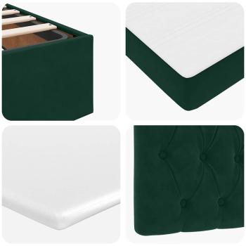 Ottoman-Bett mit Matratzen Dunkelgrün 160x200 cm Samt