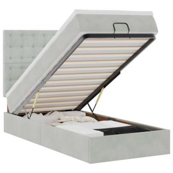 Ottoman-Bett mit Matratzen & LEDs Hellgrau 90x190 cm Samt