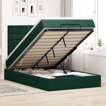 ARDEBO.de - Ottoman-Bett mit Matratzen & LEDs Dunkelgrün 120x190 cm Samt