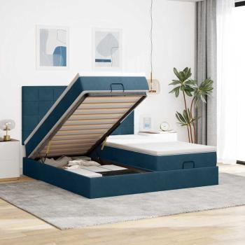 ARDEBO.de - Ottoman-Bett mit Matratzen & LEDs Dunkelblau 160x200 cm Samt