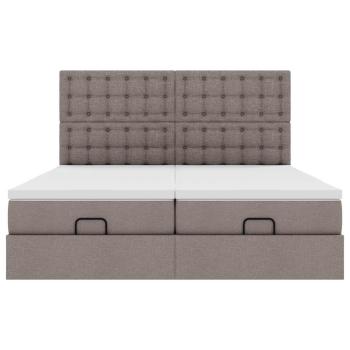 Ottoman-Bett mit Matratzen & LEDs Taupe 160x200 cm Stoff