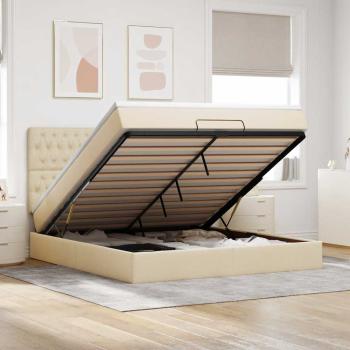 ARDEBO.de - Ottoman-Bett mit Matratze Creme 180x200 cm Stoff