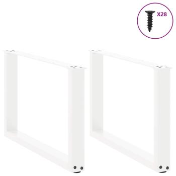 Couchtischbeine U-Form 2 Stk. Weiß 70x(42-43) cm Stahl