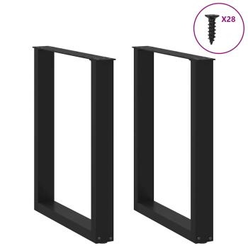 Esstischbeine U-Form 2 Stk. Schwarz 70x(72-73) cm Stahl