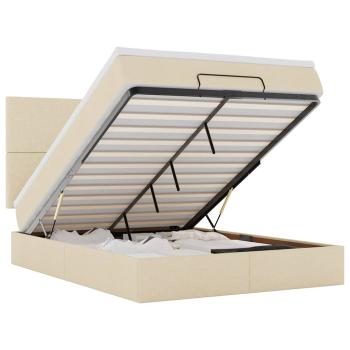 Ottoman-Bett mit Matratze & LEDs Creme 140x190 cm Stoff
