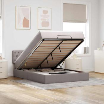 ARDEBO.de - Ottoman-Bett mit Matratze Taupe 140x190 cm Stoff
