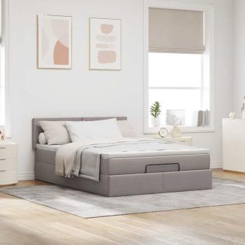 Ottoman-Bett mit Matratze Taupe 140x190 cm Stoff