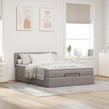 Ottoman-Bett mit Matratze Taupe 140x190 cm Stoff