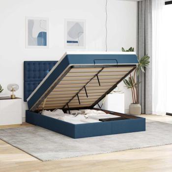 ARDEBO.de - Ottoman-Bett mit Matratze Blau 140x190 cm Stoff