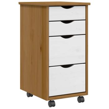 ARDEBO.de - Rollschrank mit Schubladen MOSS Honigbraun Massivholz Kiefer