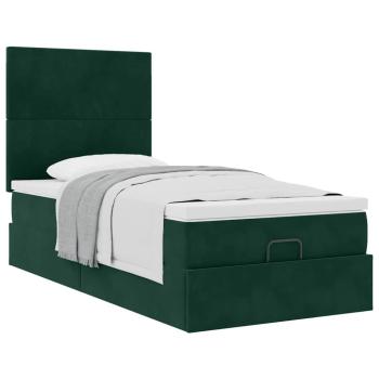 Ottoman-Bett mit Matratzen Dunkelgrün 80x200 cm Samt