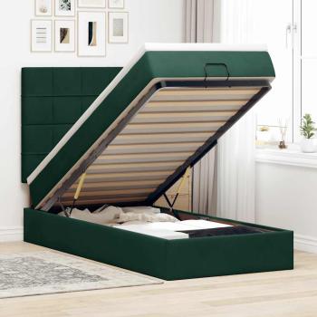 ARDEBO.de - Ottoman-Bett mit Matratzen Dunkelgrün 80x200 cm Samt