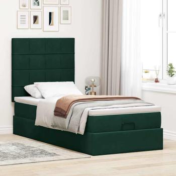 Ottoman-Bett mit Matratzen Dunkelgrün 80x200 cm Samt