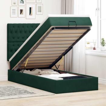 ARDEBO.de - Ottoman-Bett mit Matratzen & LEDs Dunkelgrün 80x200 cm Samt