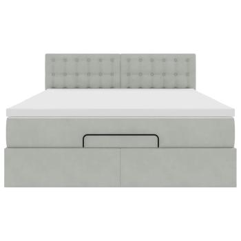 Ottoman-Bett mit Matratze Hellgrau 140x190 cm Samt