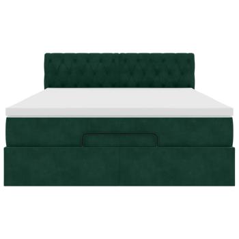 Ottoman-Bett mit Matratze Dunkelgrün 140x190 cm Samt