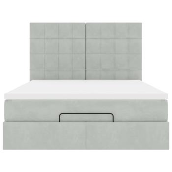 Ottoman-Bett mit Matratzen Hellgrau 140x190 cm Samt