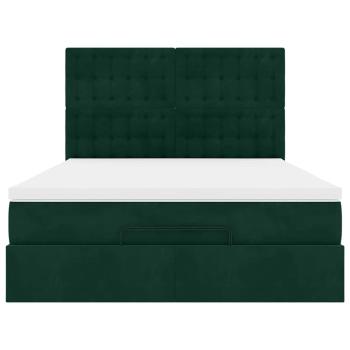 Ottoman-Bett mit Matratzen Dunkelgrün 140x190 cm Samt